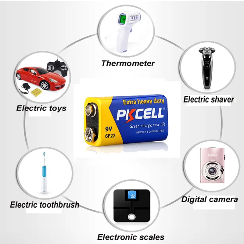 12PC 9V 6F22 9 Volt Battery Extra heavy duty Carbon Zinc Battery