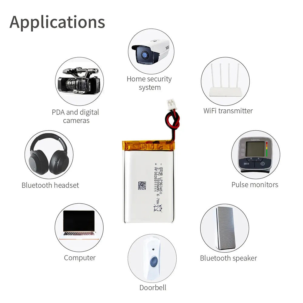 EEMB 3.7V Lipo Battery Rechargeable Lithium Polymer Battery for GPS Navigator, Bluetooth Speaker, etc.