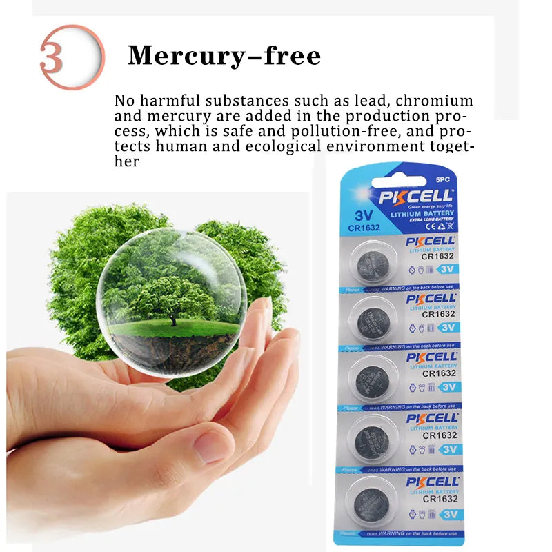 250Pcs 50Card CR1632 1632 DL1632 3V Lithium Button, Coin Batteries