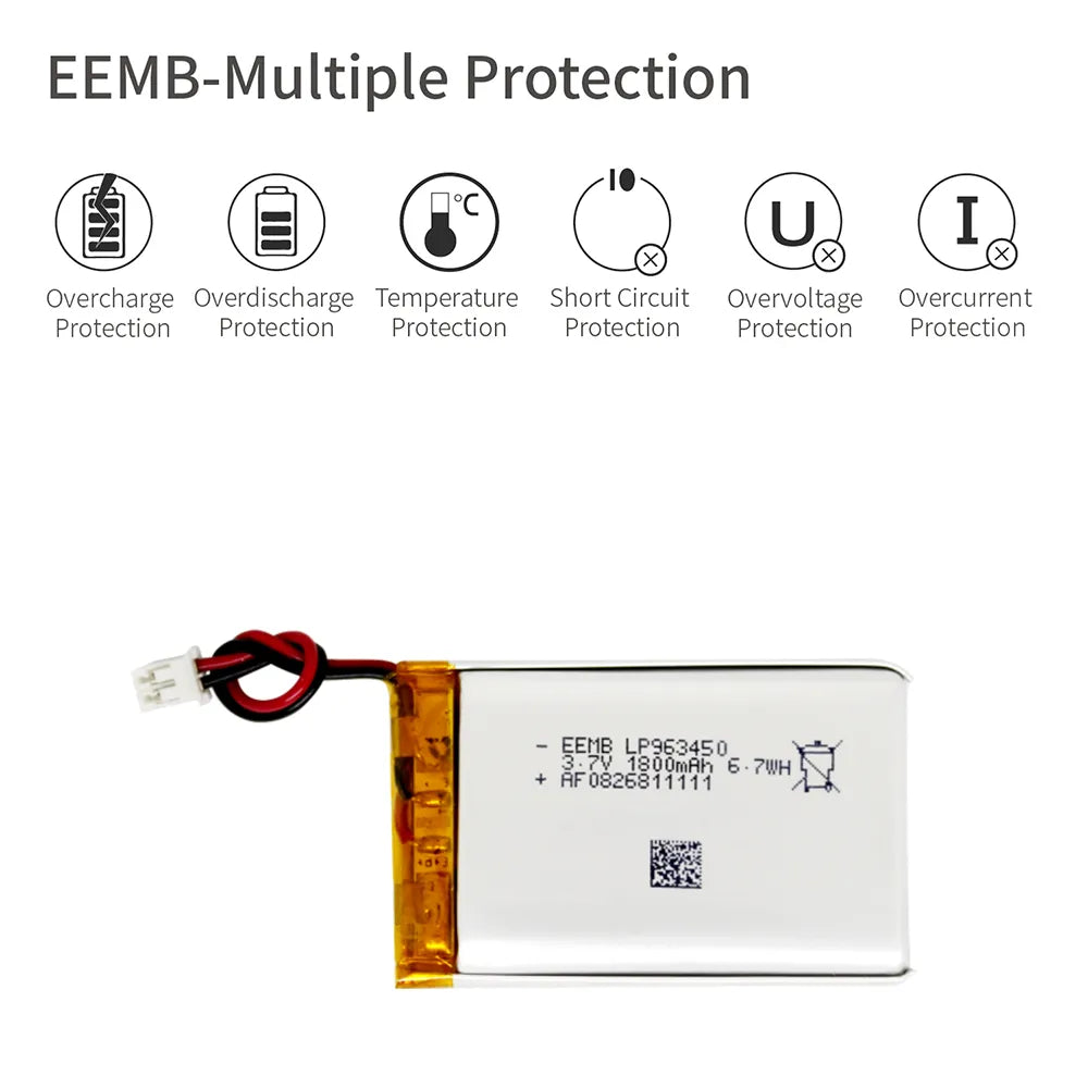 EEMB 3.7V Lipo Battery Rechargeable Lithium Polymer Battery for GPS Navigator, Bluetooth Speaker, etc.