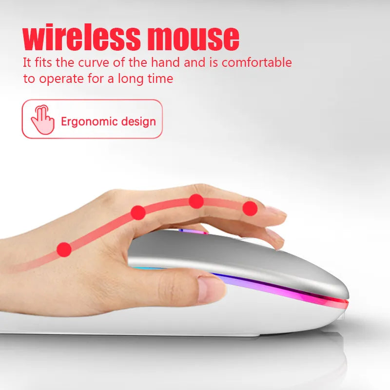 Wireless Mouse For Laptop PC Bluetooth RGB Rechargeable