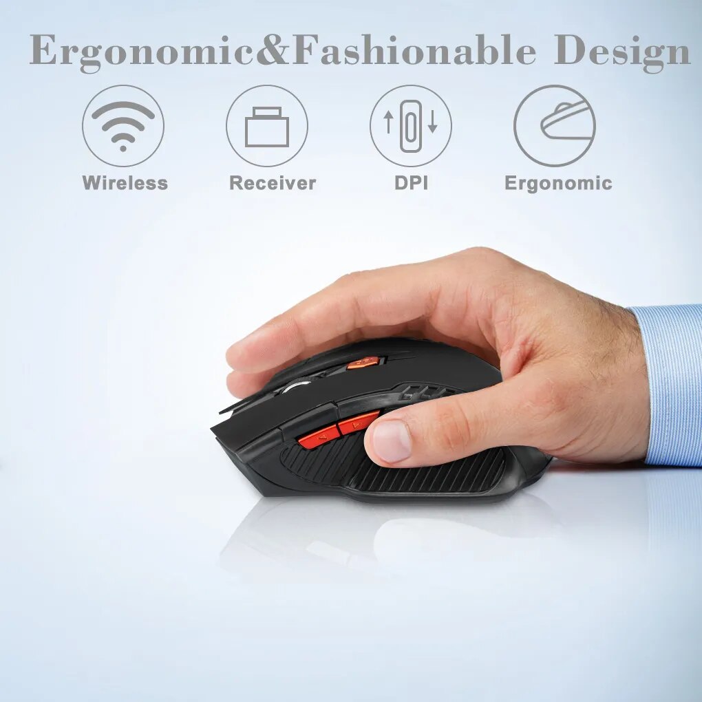 2.4G Wireless Mouse 1600DPI 6 Buttons Wireless Mice with USB Receiver for PC Laptop Accessories