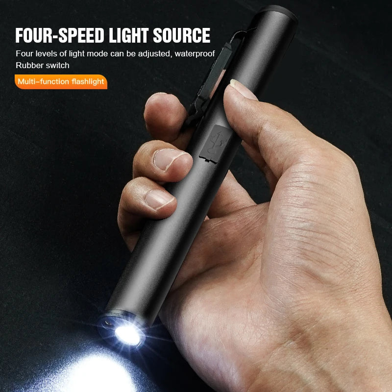 USB Rechargeable UV Flashlight 4 In 1(UV/LED/COB)Multifunctional Mini LED 4 Light Sources