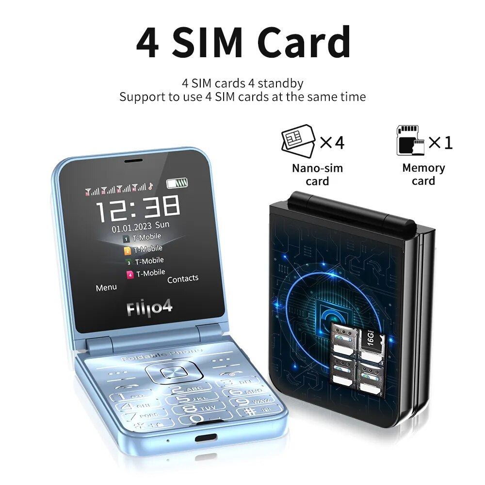 SERVO 4 SIM Cards Flip Mobile Phone