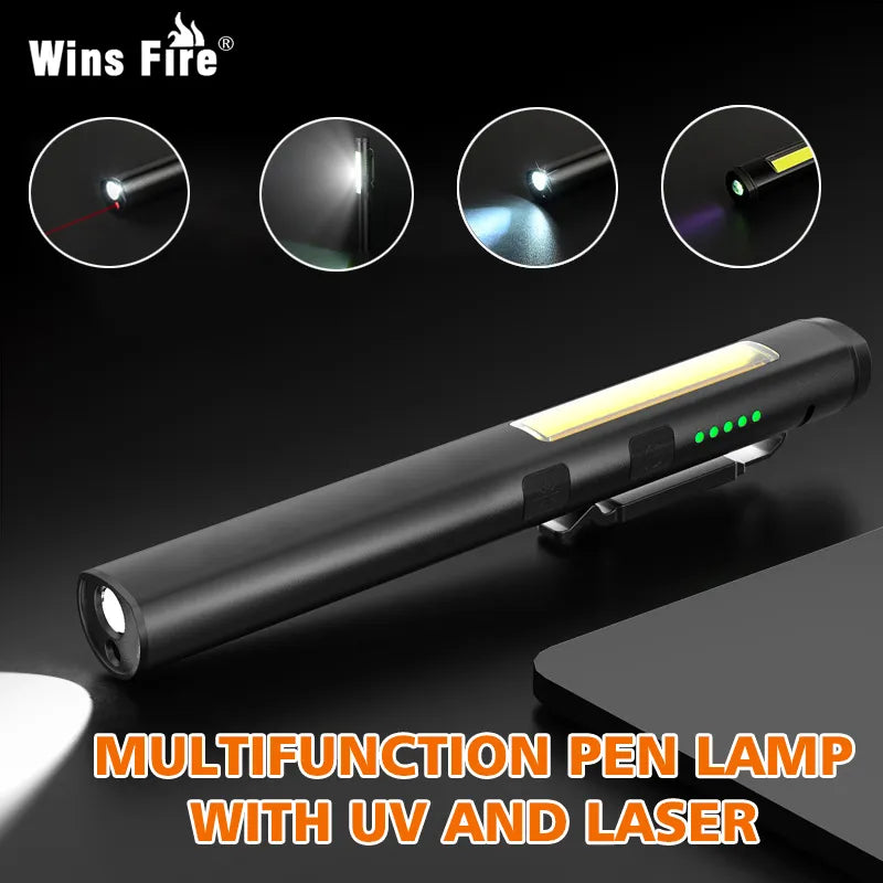 USB Rechargeable UV Flashlight 4 In 1(UV/LED/COB)Multifunctional Mini LED 4 Light Sources