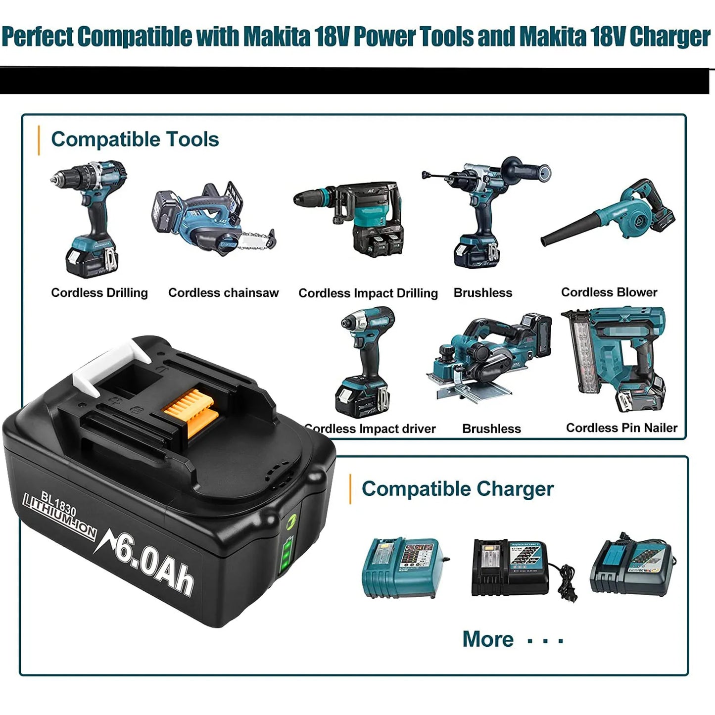 18V Battery 6000mah For Makita Electric Tool
