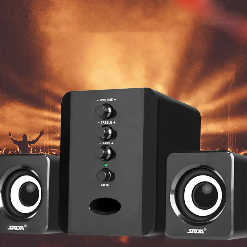 Stereo Bass Sound Computer Speakers Subwoofer USB Wired For Desktop Laptop