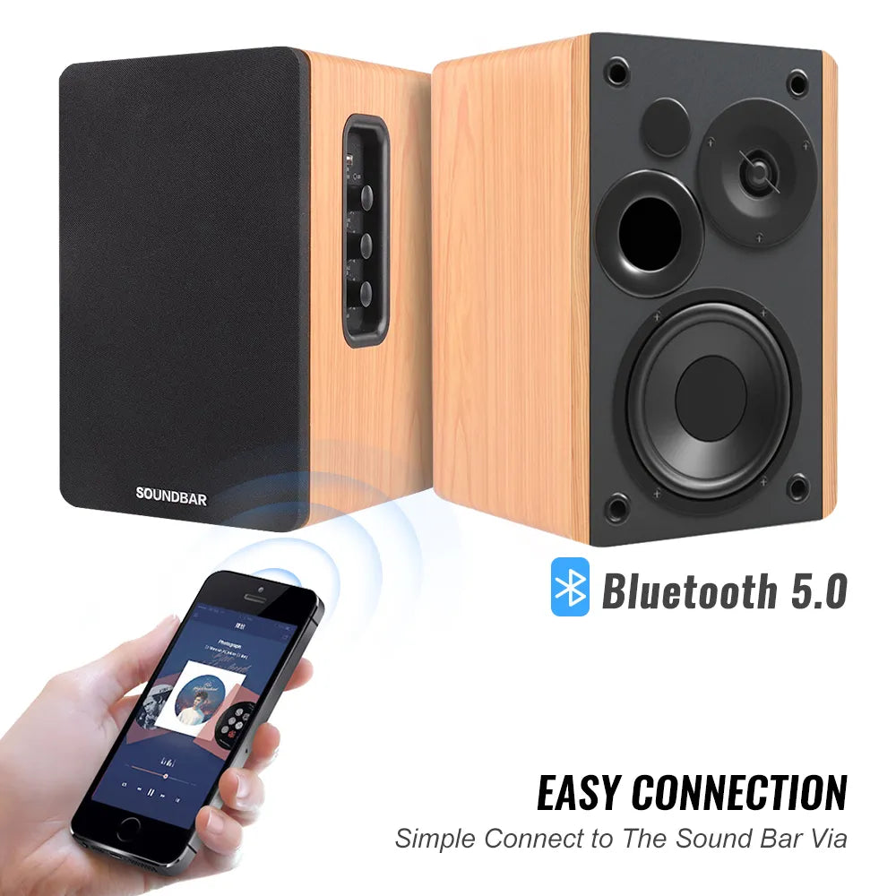 Bookshelf Bluetooth Speaker 4.5 Inch Wood