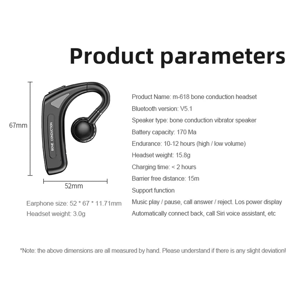 Earpods Bone Conduction Bluetooth Wireless w/ Noise Reduction Ear Clip Type