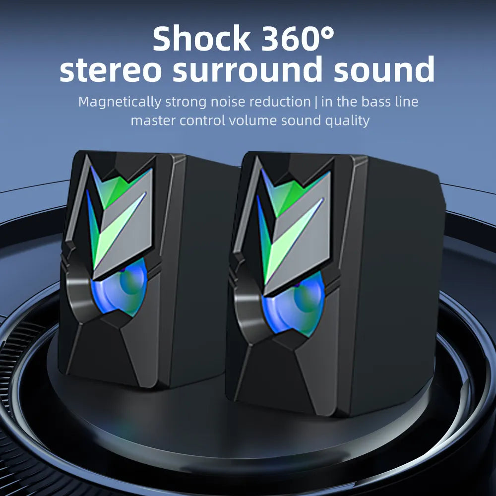 Desktop PC Speakers RGB 7 Colors USB Portable Stereo Bass 2.0 Wired Hifi Subwoofer For Laptop Computer