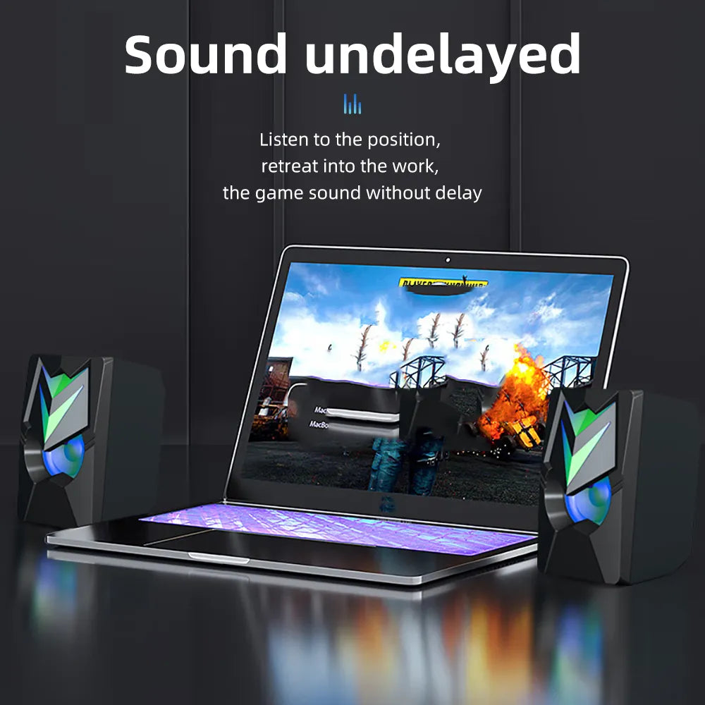 Desktop PC Speakers RGB 7 Colors USB Portable Stereo Bass 2.0 Wired Hifi Subwoofer For Laptop Computer