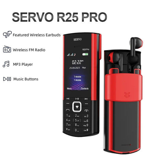 SERVO R25 Pro Keypad Mobile Phone with inbuilt Wireless Earbuds 2.4"