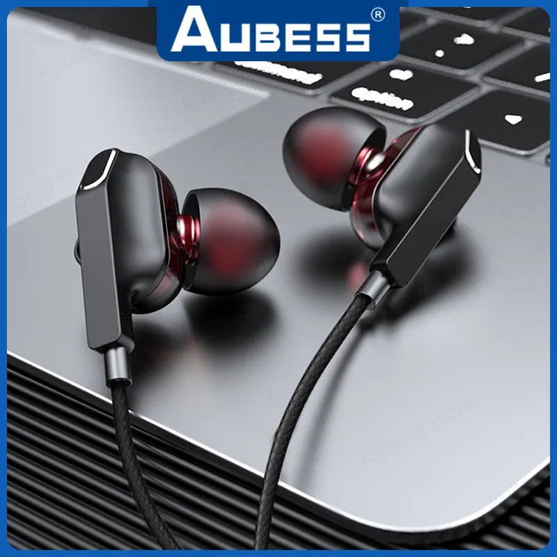 Quad Core Dual Wired In-Ear Headset w/ Microphone & Noise-cancelling