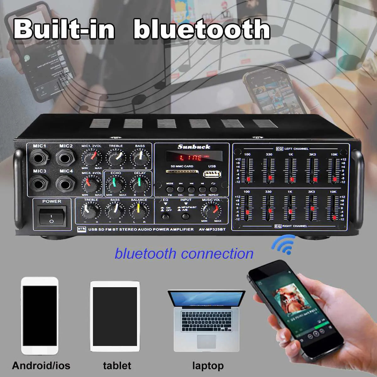 8000W Bluetooth Amplifiers