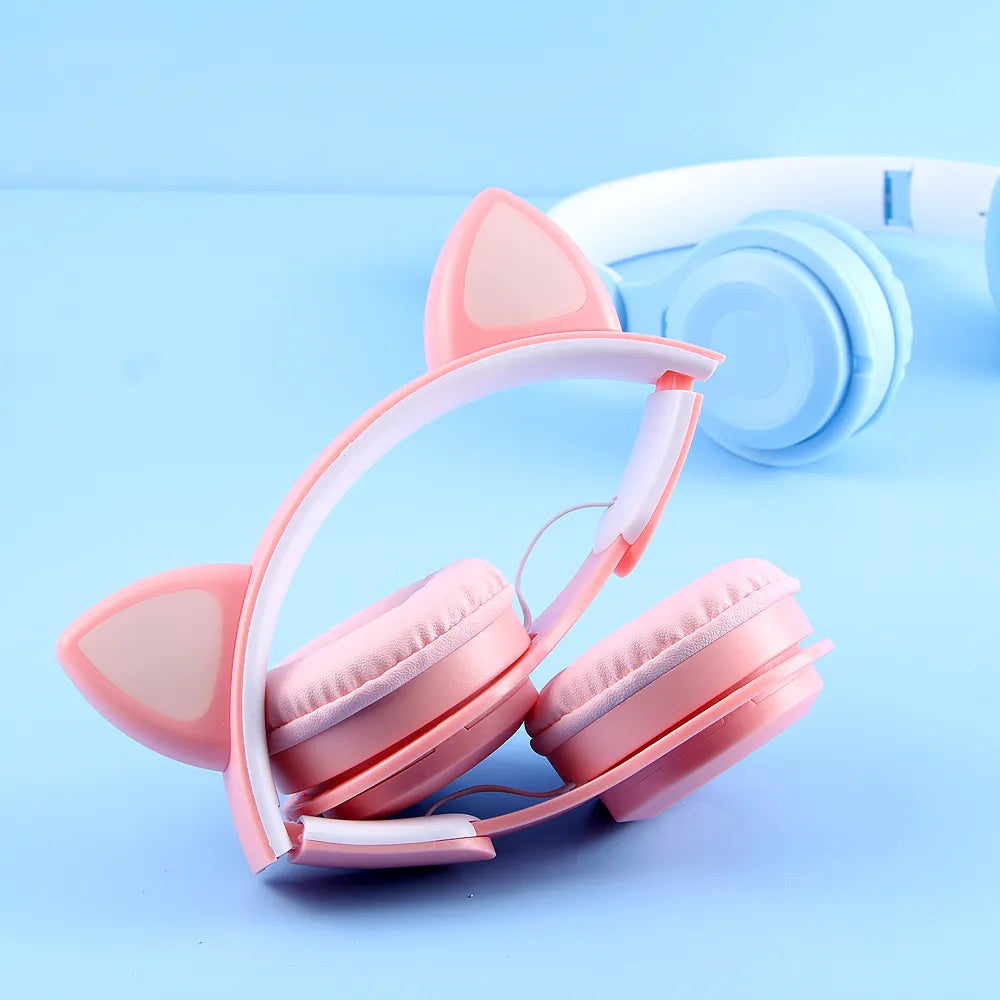 Cute Cat Ears w/ Mic Stereo Music Helmet Phone Bluetooth Headset