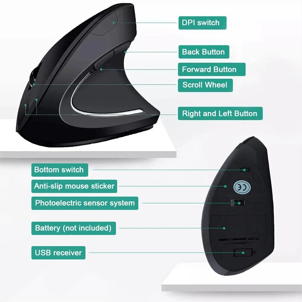 Vertical Ergonomic 2.4GHz Wireless Optical Mouse