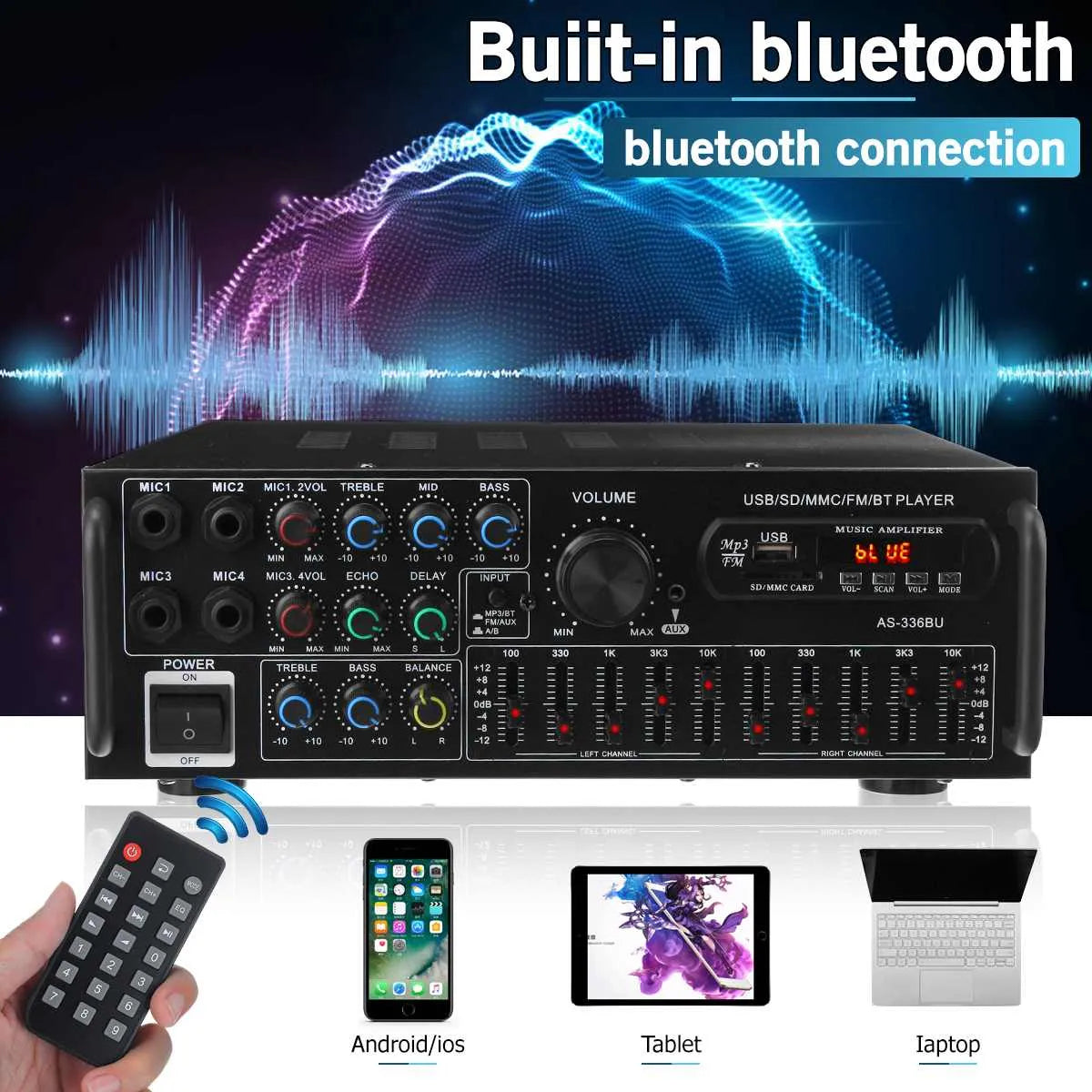 2000W bluetooth Stereo Amplifier Surround Sound