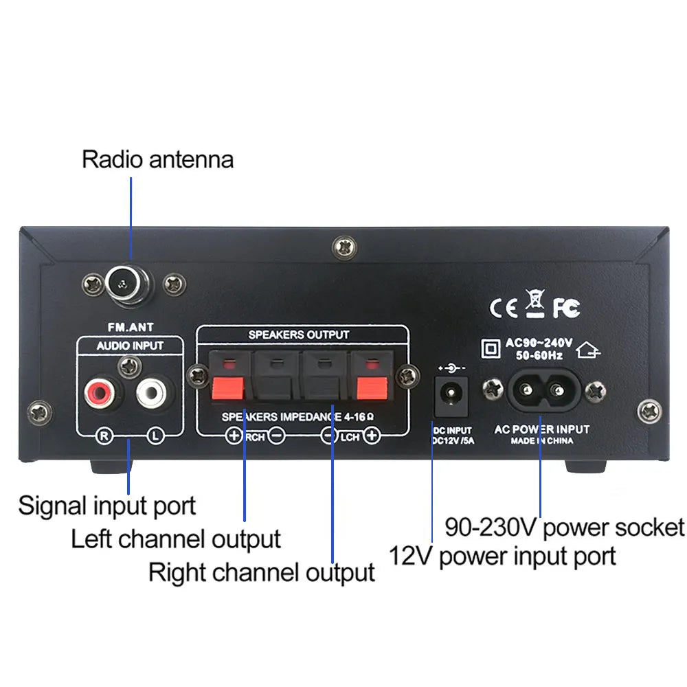 HiFi Digital Audio 2.0 Channel Bluetooth Amplifier