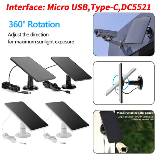 2 Portable Solar Panels for Security Camera, Home Light System