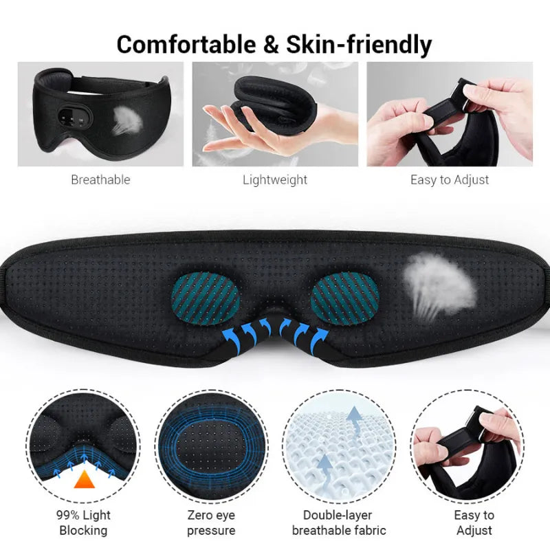 Bluetooth eye mask 3D wireless music, White noise version