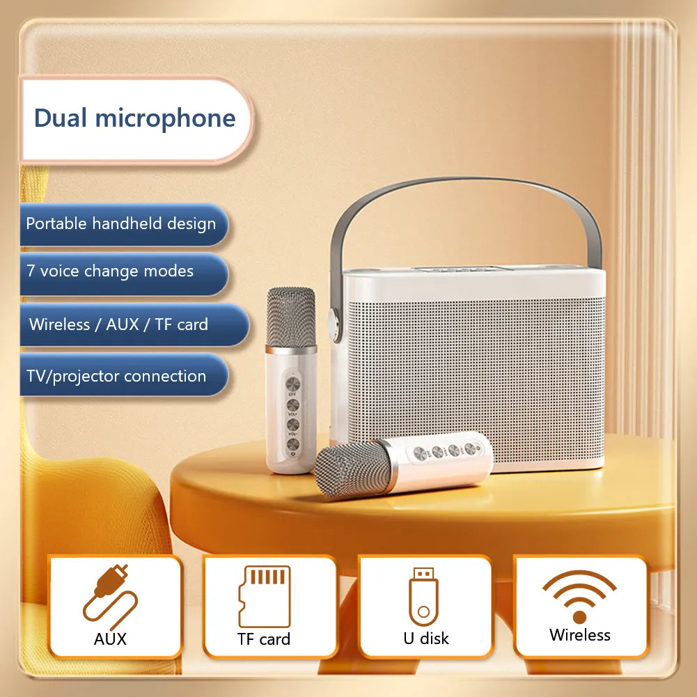 Karaoke Machine Bluetooth Speaker System With 2 Microphones