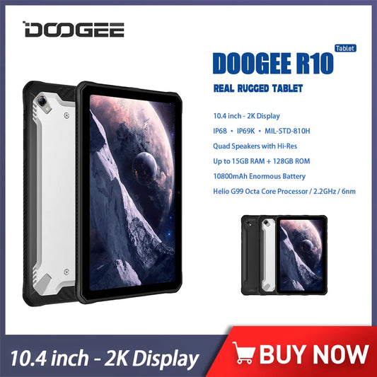 DOOGEE R10 Rugged Tablet 10.4 Inch 2K Display 15GB RAM + 128GB ROM 10800mAh Enormous Battery Tablet Phone Helio G99 Octa Core PC