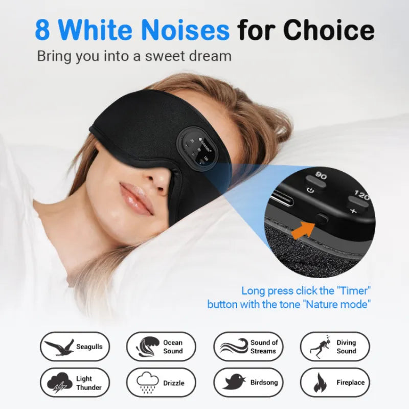 Bluetooth eye mask 3D wireless music, White noise version