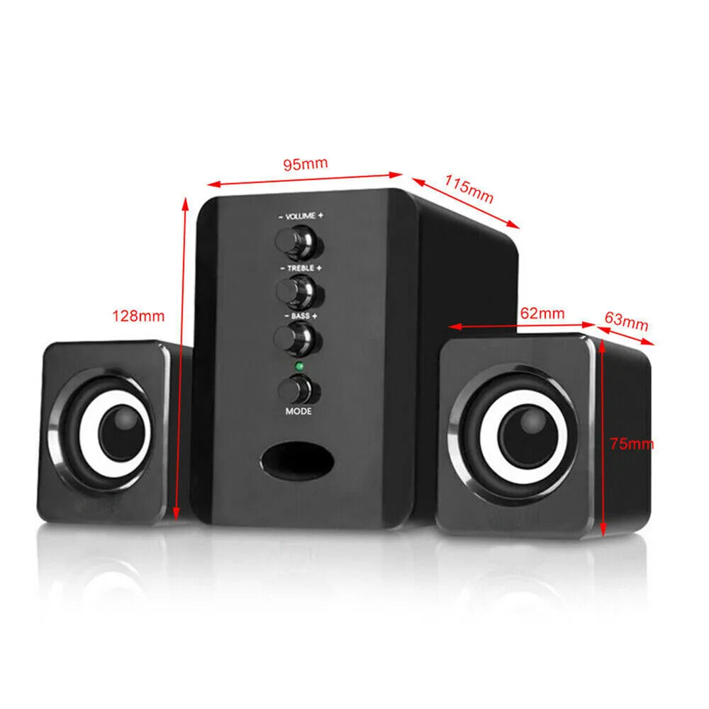 Stereo Bass Sound Computer Speakers Subwoofer USB Wired For Desktop Laptop