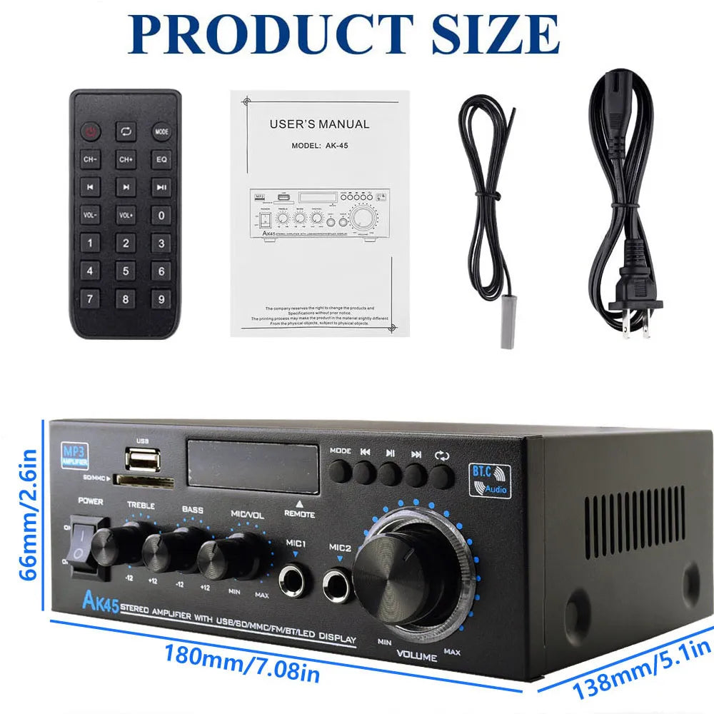 HiFi Digital Audio 2.0 Channel Bluetooth Amplifier