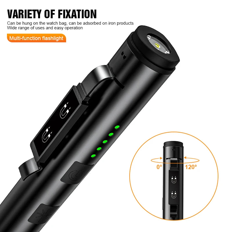 USB Rechargeable UV Flashlight 4 In 1(UV/LED/COB)Multifunctional Mini LED 4 Light Sources