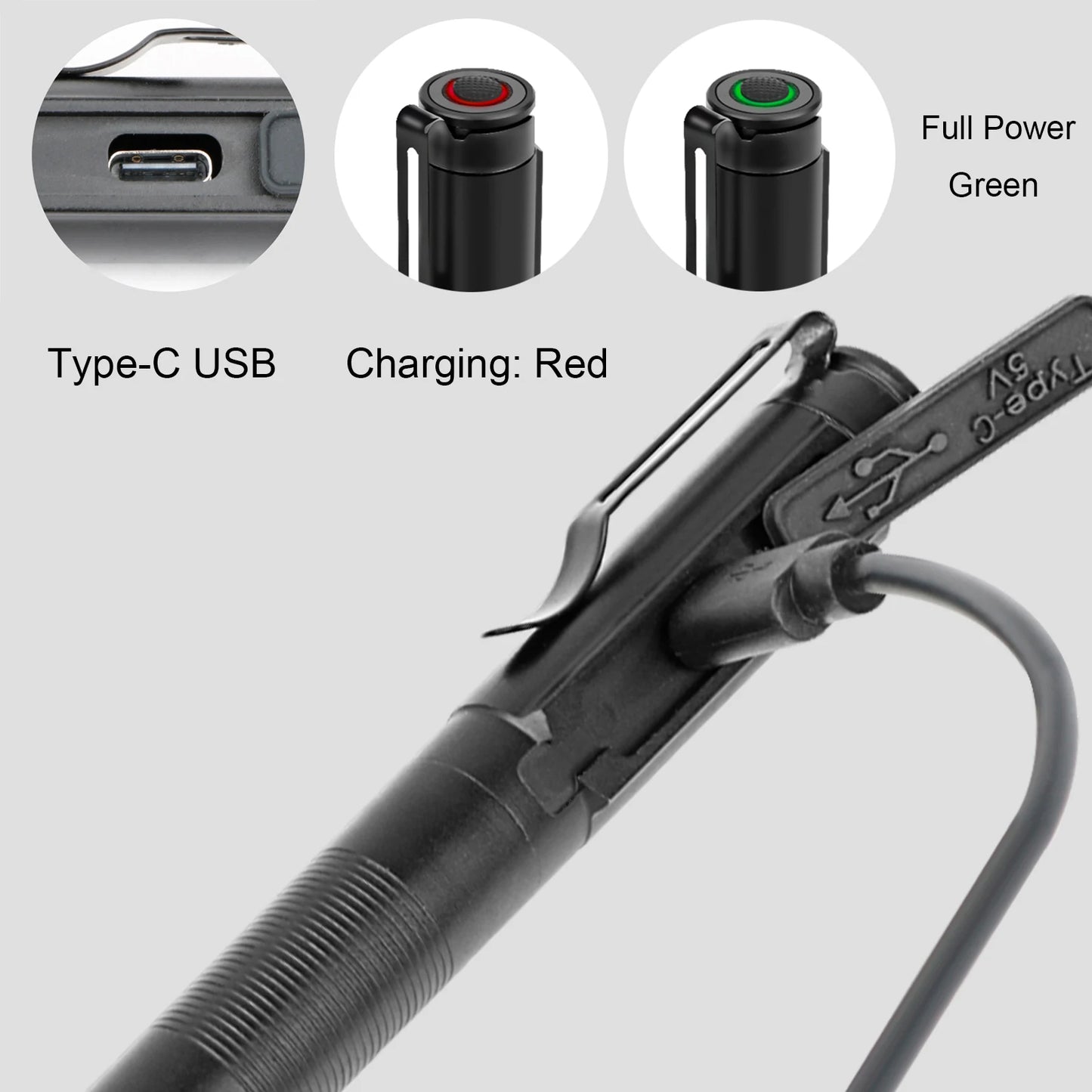 USB Rechargeable Mini Flashlights Clip Pocket Medical Penlight Waterproof Zoomable LED Torch Light