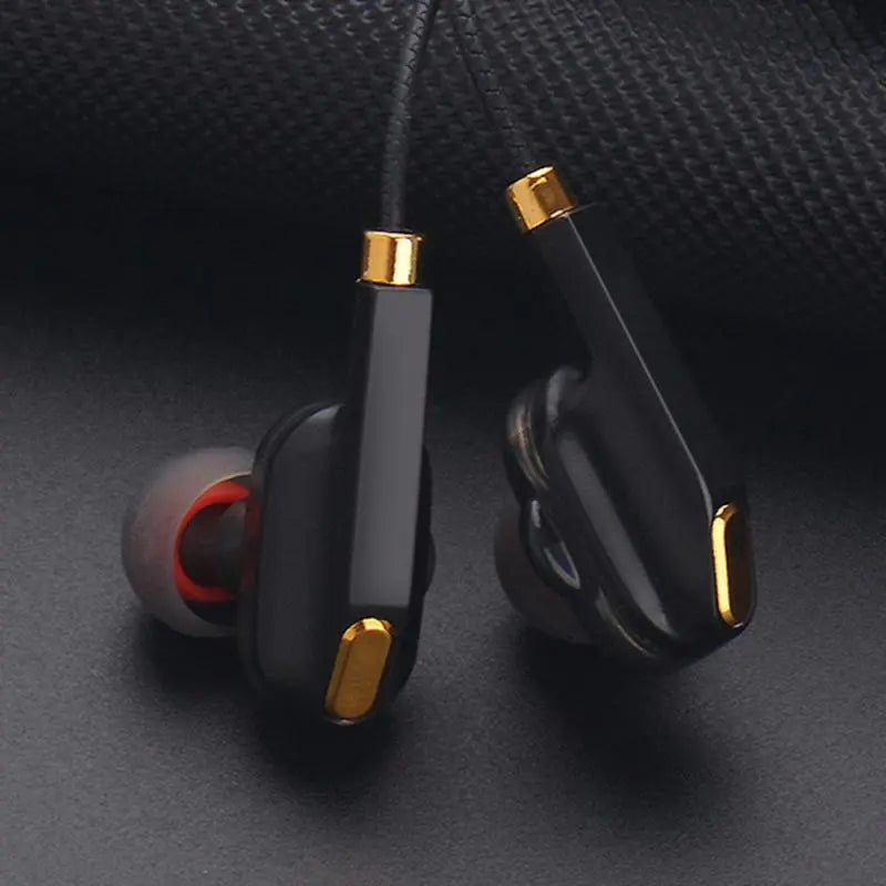 Quad Core Dual Wired In-Ear Headset w/ Microphone & Noise-cancelling