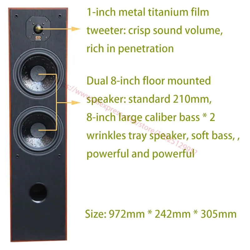 8 Inch 4 Ohm 50W Stereo Two-way Passive Speaker Home Floor