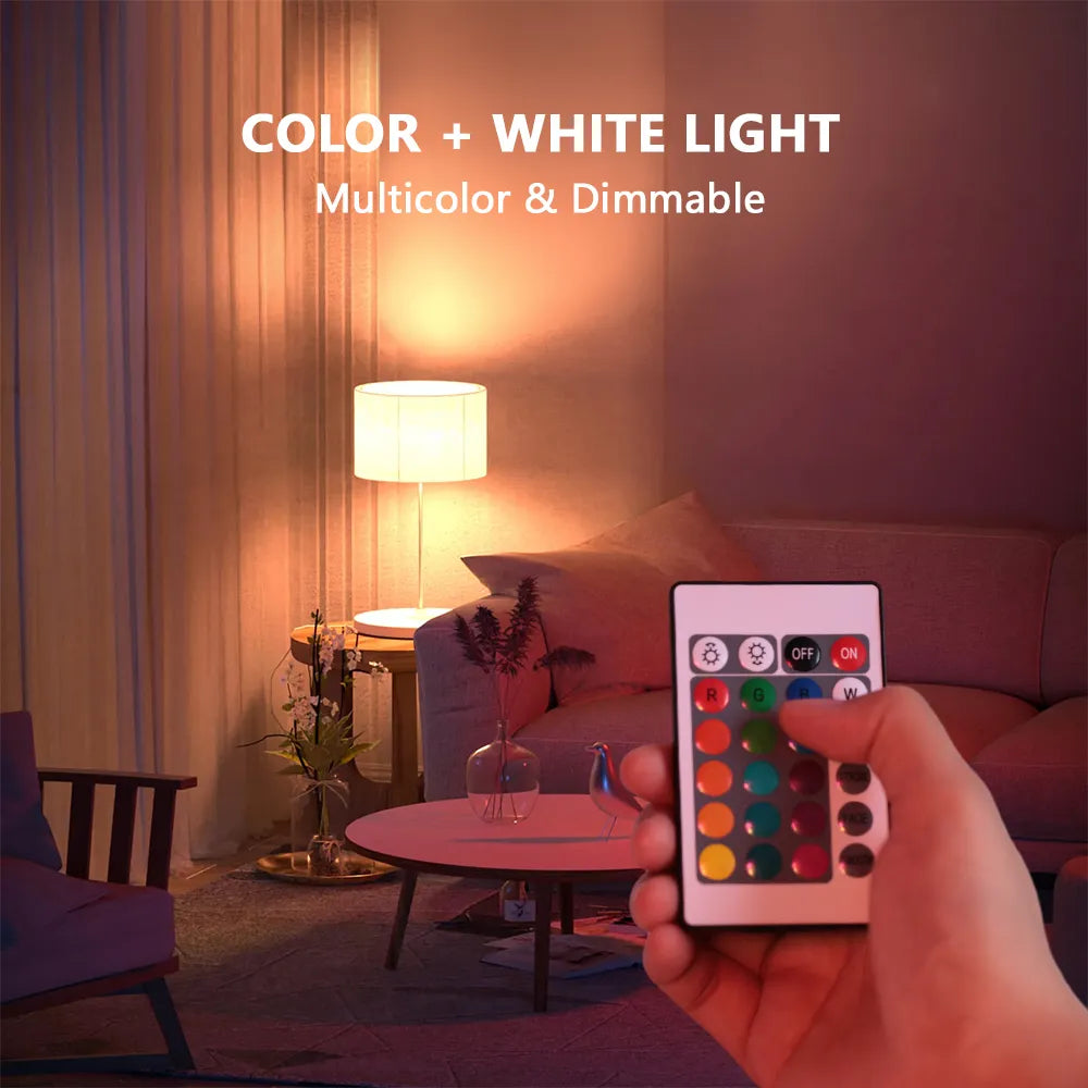 220V E27 RGB LED Light Bulb IR Remote Control Changeable Colorful RGBW