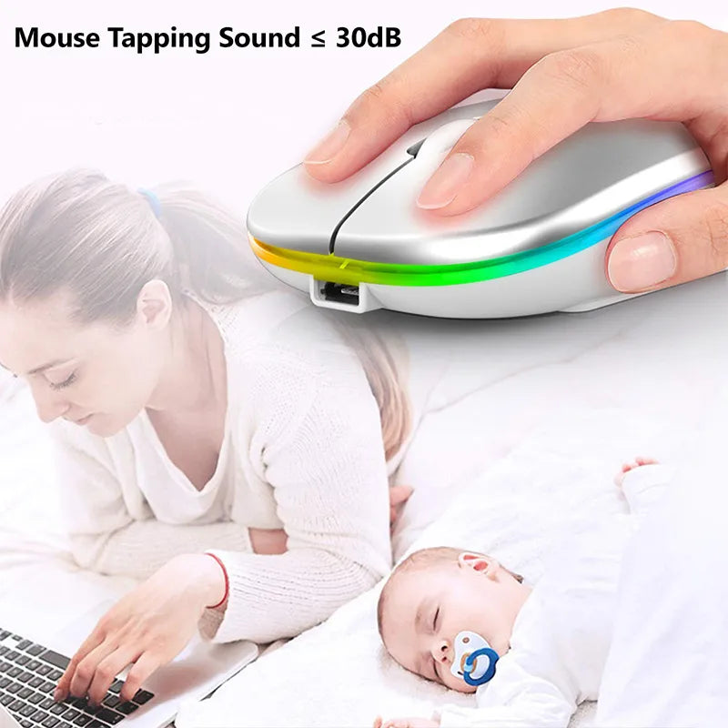 Wireless Mouse For Laptop PC Bluetooth RGB Rechargeable