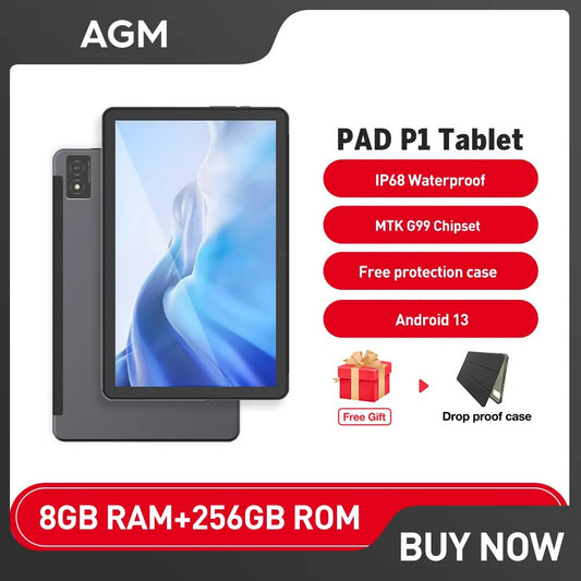 AGM PAD P1,Waterproof Android 13 Tablet with Protective Case.